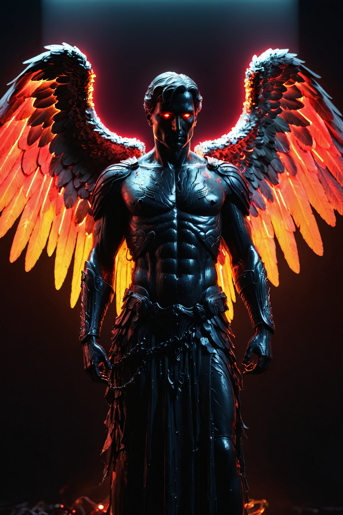 ultra-detailed,  illustration,  dark silhouette of a rotten archangel man on Tensor.Art