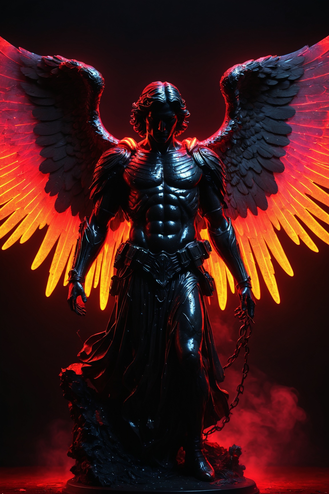 ultra-detailed,  illustration,  dark silhouette of a rotten archangel man on Tensor.Art