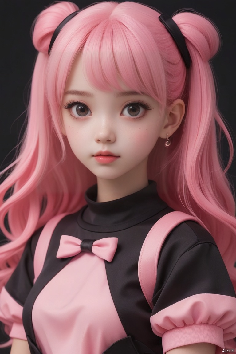 super cute pink girl in a dark theme