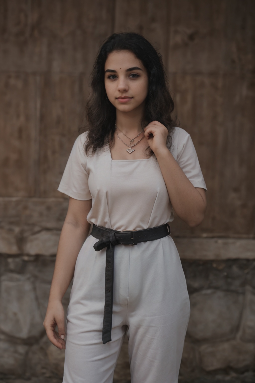 Indian 20yo young woman,  little brown skin,  (slightly curved black hair on Tensor.Art