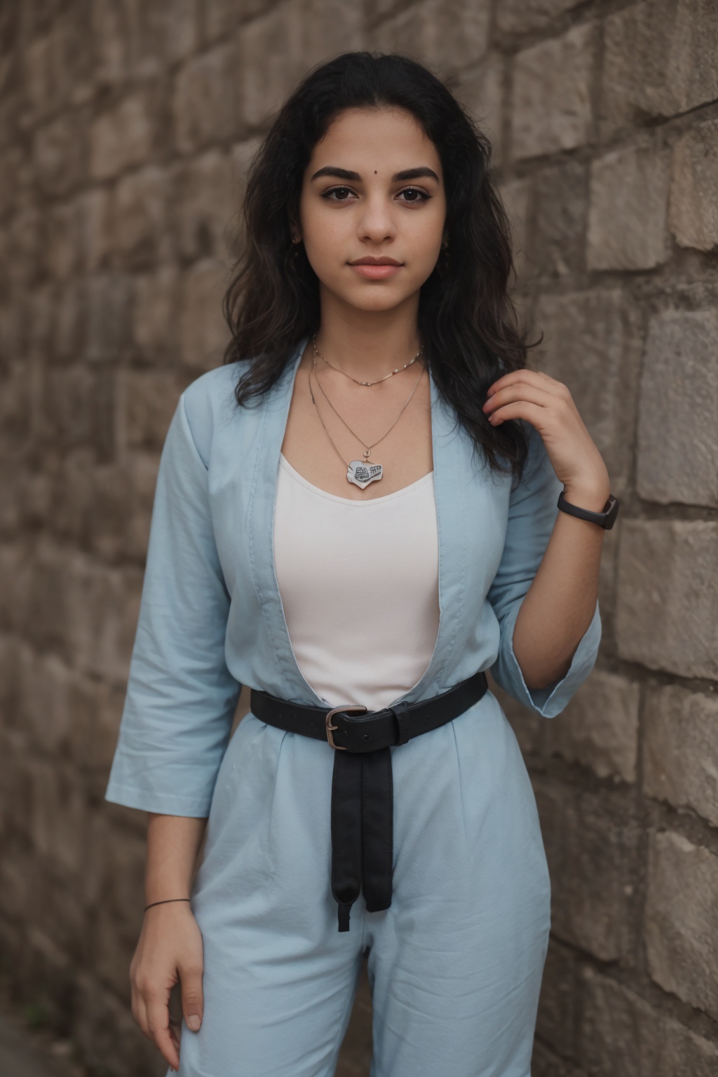 Indian 20yo young woman,  little brown skin,  (slightly curved black hair on Tensor.Art