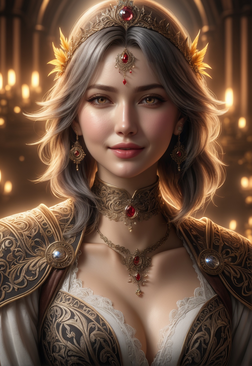 3d graphics dreamy,  charming appetizing lady happy smiley,  facial muscles on Tensor.Art