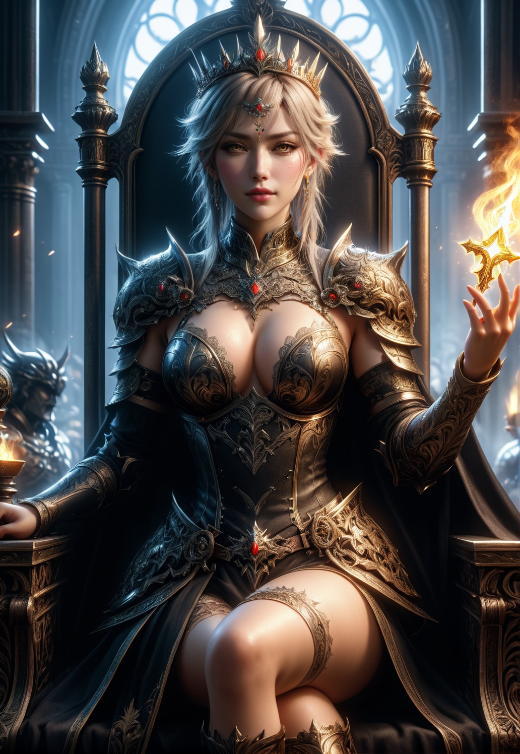 3d graphics dreamy,  charming appetizing lady king happy smiley,  facial muscles on Tensor.Art