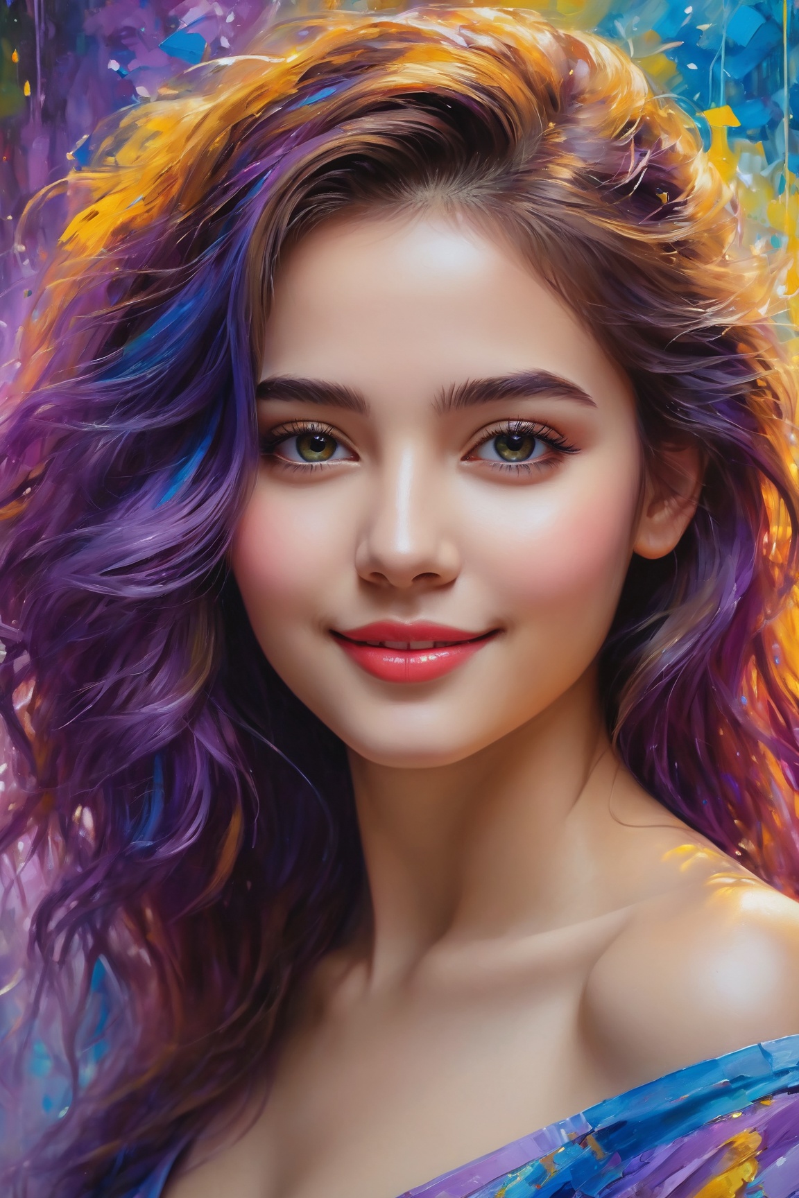 An enchanting 8K oil painting masterpiece,  ,  Exquisitely portraying her perfect face with soft on Tensor.Art