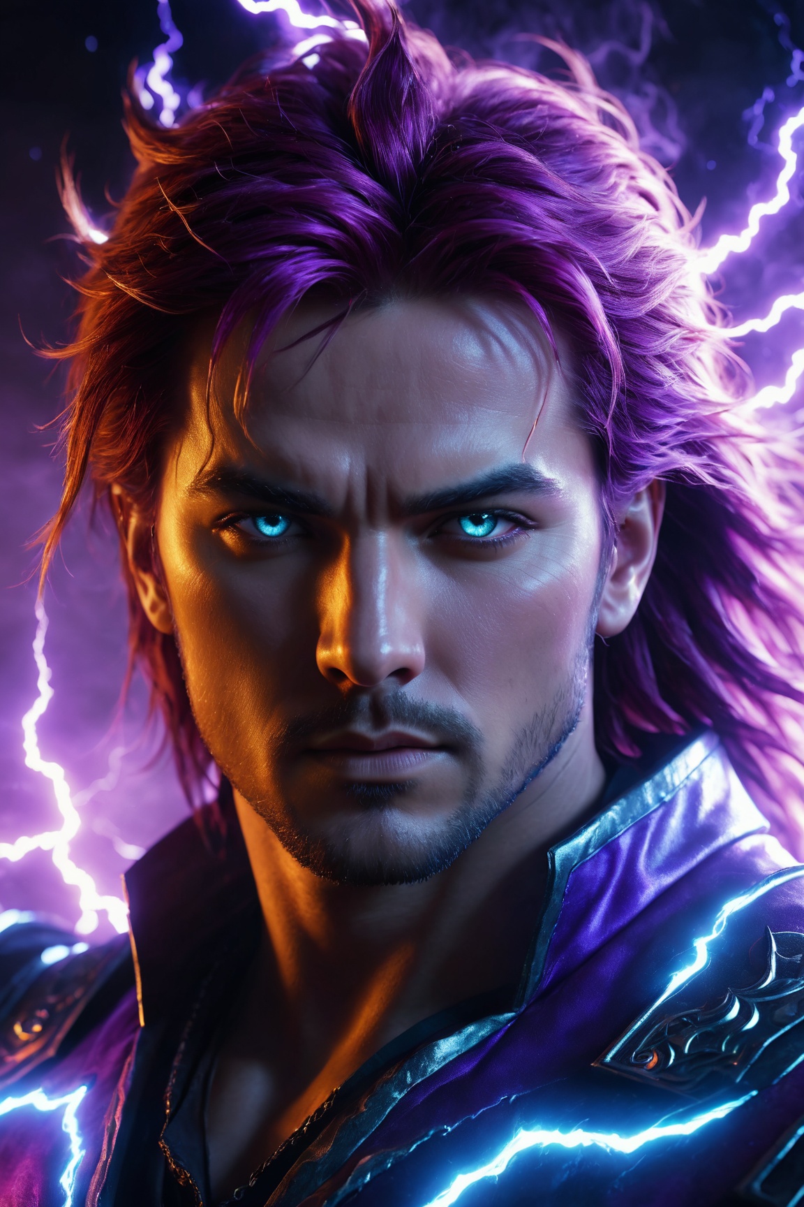 lightning strikes,  fiery members,  thunder god on Tensor.Art