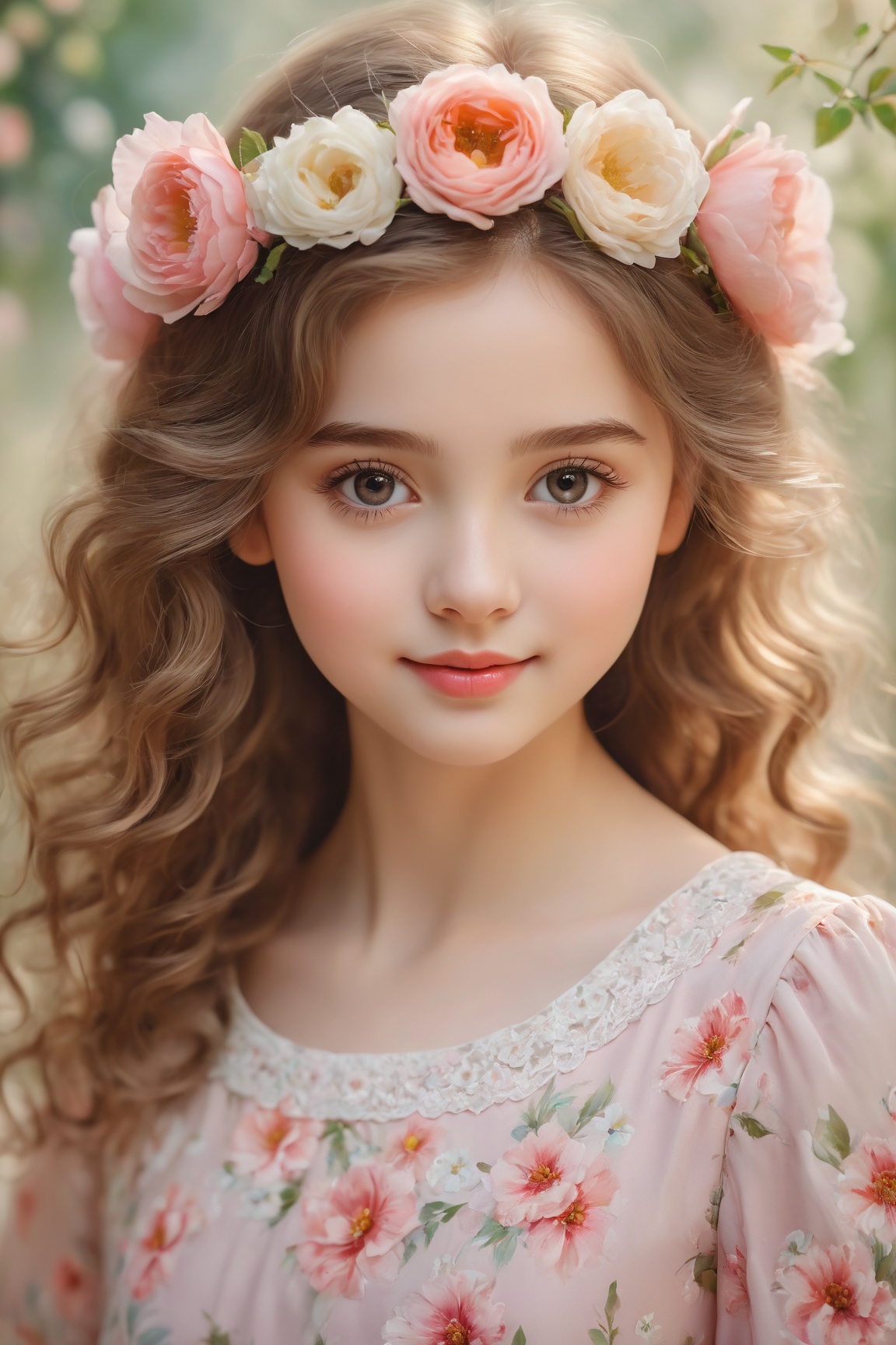 realistic portrait,  girl with big round eyes,  tiny nose and rosy lips on Tensor.Art