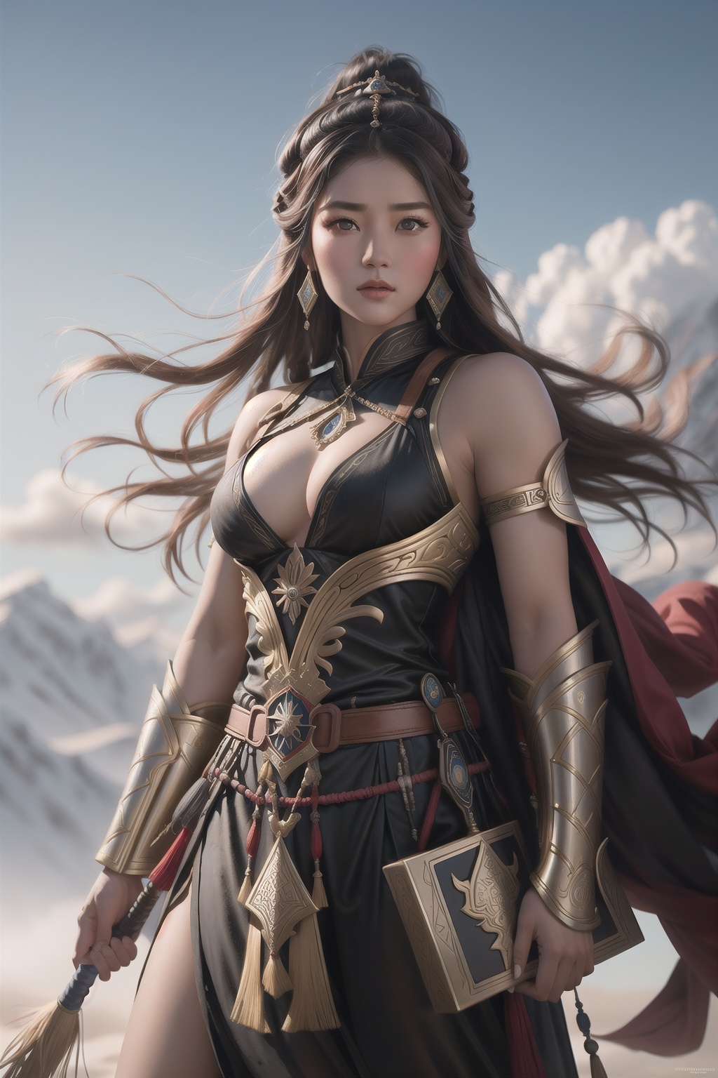 Khutulun,  the badass Mongolian princess,  standing tall and muscular. Hyper-realistic on Tensor.Art