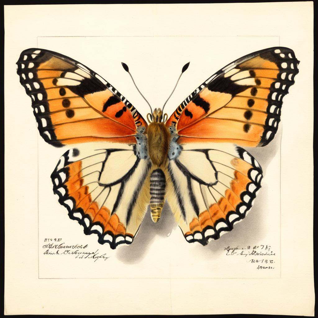 illustrative drawing of a ANATOMY OF A butterfly,  anatomy,  pomological watercolor on Tensor.Art