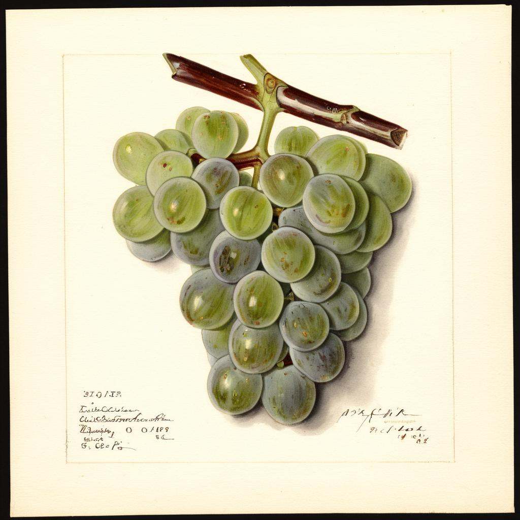 illustrative drawing of a ANATOMY OF A GRAPE,  half,  pomological watercolor on Tensor.Art