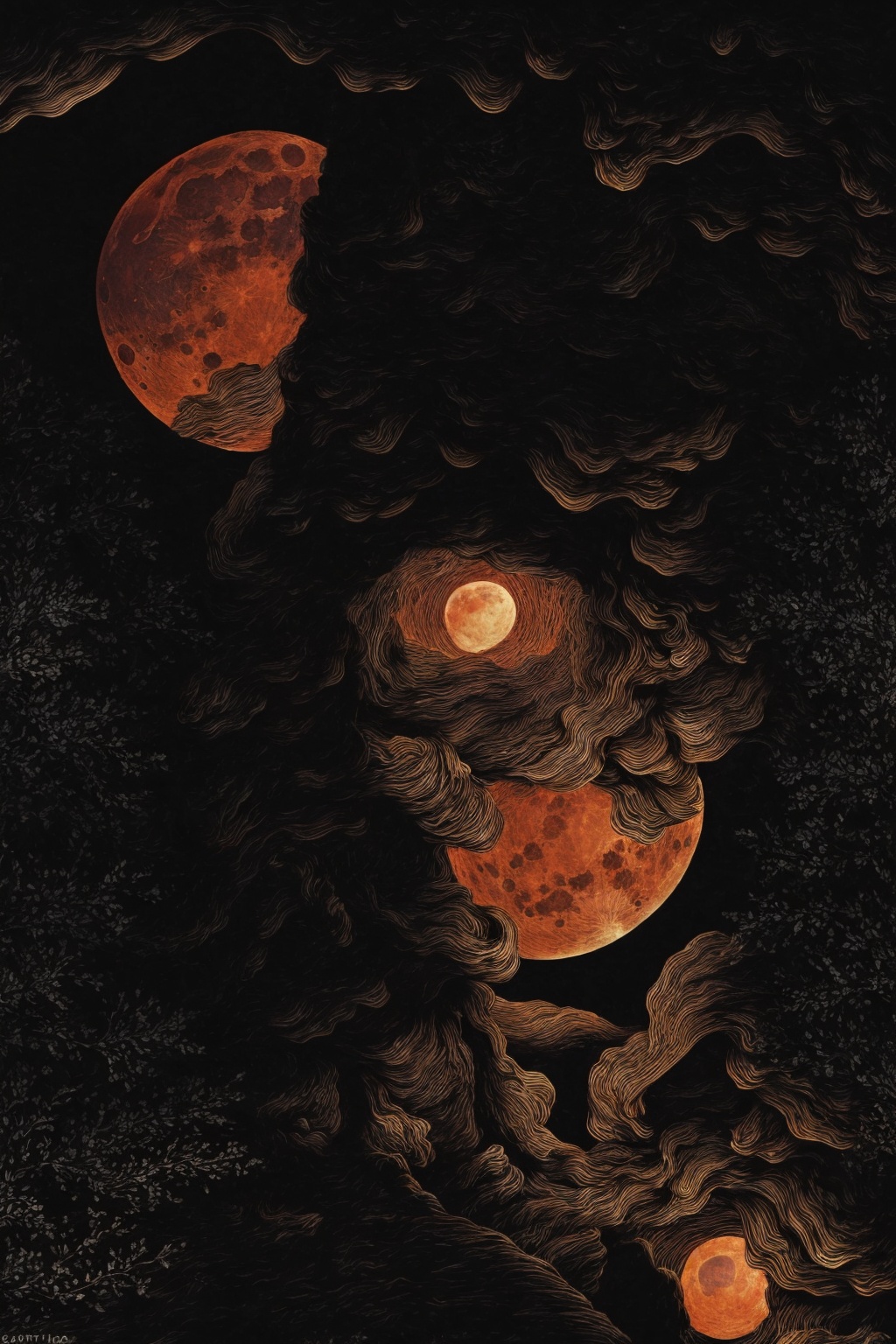 DArt,  close up,  A girl wearing a kimono looks at the red moonlight on Tensor.Art