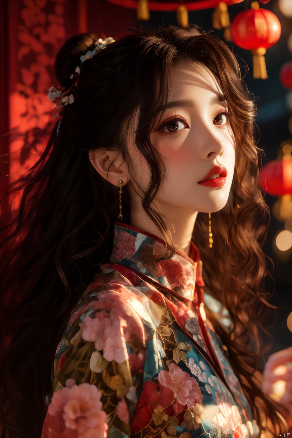 1girl, chinared,moyou