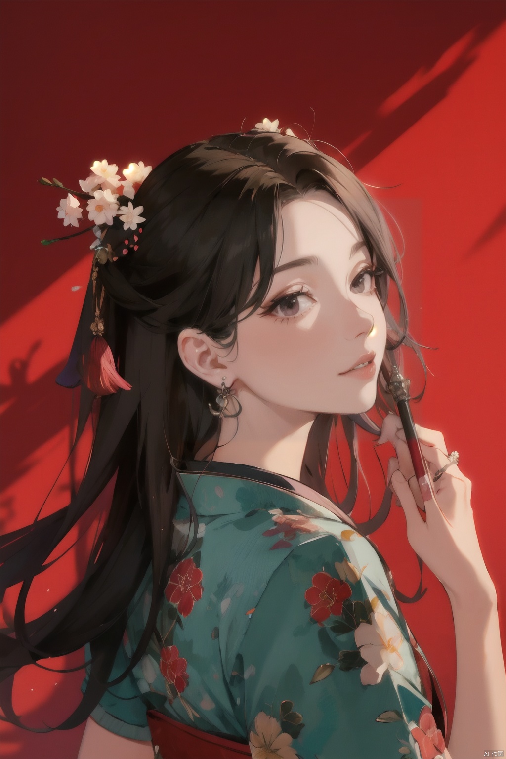  1girl, chinared,moyou