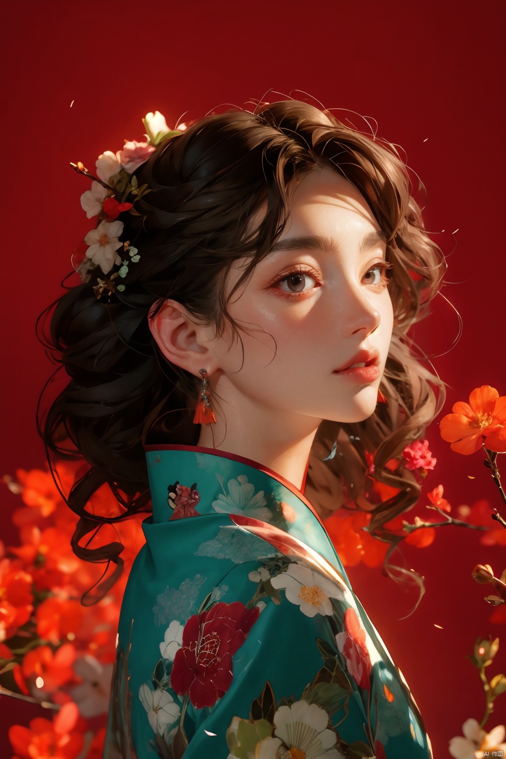  1girl, chinared,moyou