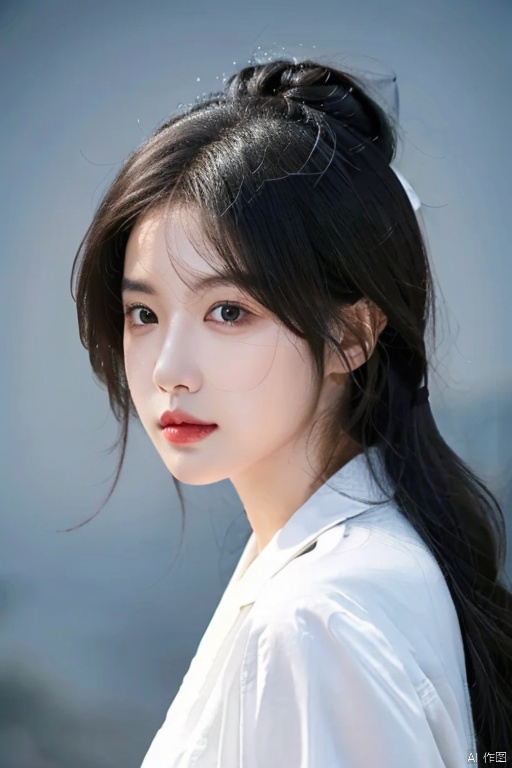  solo, highly detailed, cinematic highlight hair, (best quality), ((masterpiece)),1girl, black hair,black eyes, realistic,simple_background,looking at viewer, 1girl