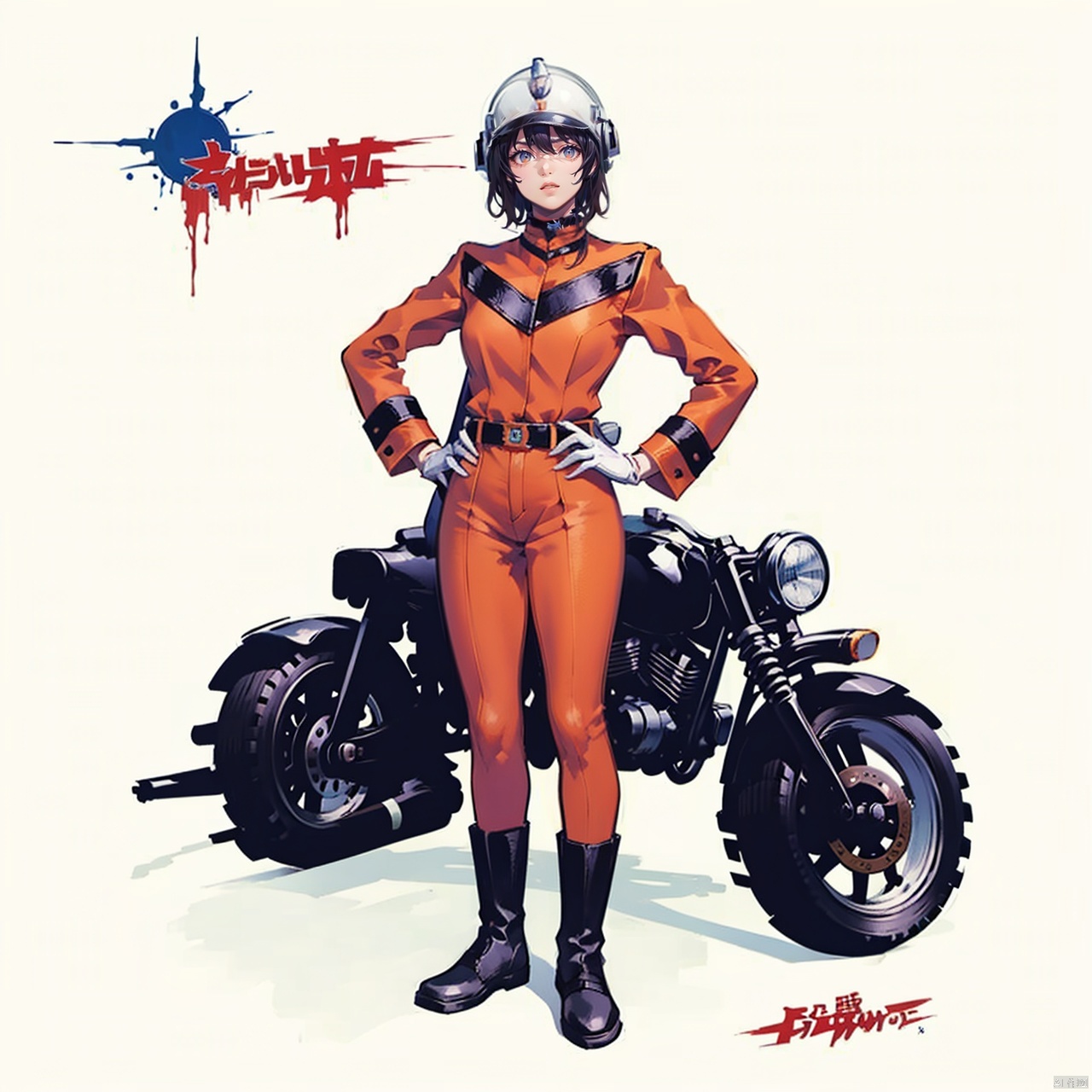  (masterpiece:1.3), (the best quality:1.2), (super fine illustrations:1.2), (Masterpiece), high quality, high detail,((white background:1.2)), looking at viewer, (SOLO:1.4),outline,,simple background, belt buckle,ray gun,gun,buckle,collar, choker,belt,boots,emblem,military uniform,logo,pants,armor,uniform,bodysuit,choker,belt pouch, jacket, collar, helmet, gloves, fingerless gloves, belt, logo,orange_bodysuit,military_uniform,helmet,belt,mat_style,white_gloves,uniform