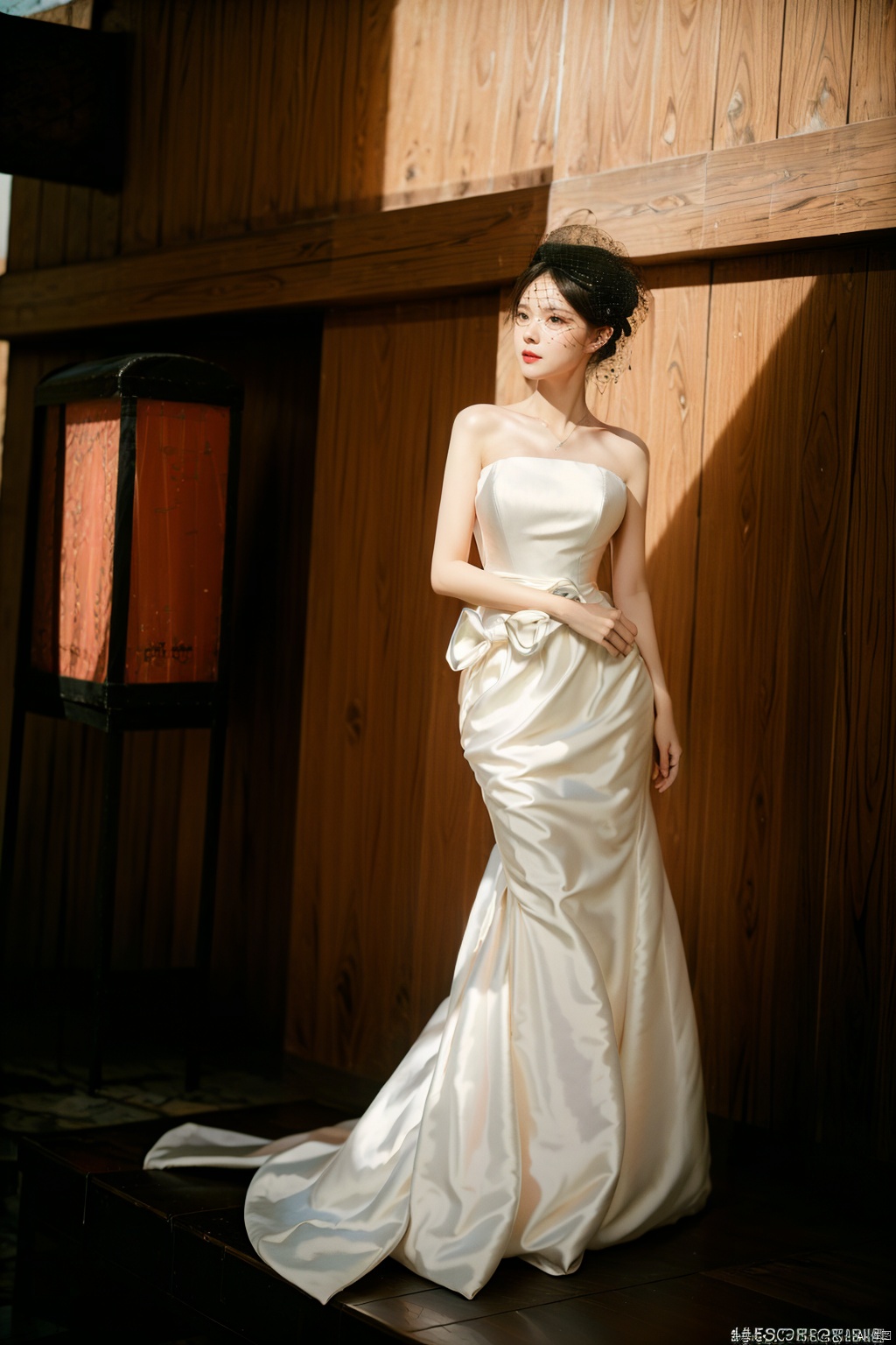 (1girl:1.3), (best quality, masterpiece, ultra high resolution),(photorealistic:1.3), (realistic:1.3), depth of field,(full body:1.2), (outdoors:1.2), (day:1.2), (cinematic lighting:1.2), wedding veil