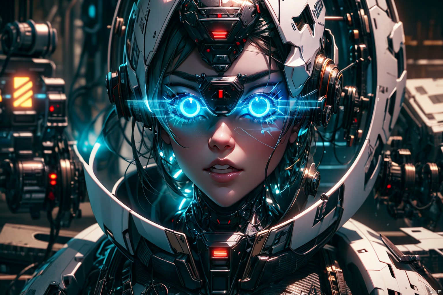 VR  1girl  3d  artist name  blue eyes  blurry  blurry background  blurry foreground  cyberpunk  cyborg  depth of field  face  glowing  glowing eyes  hologram  lips  long hair  looking at viewer  motion blur  portrait  realistic  reflection  science fiction  solo  teeth,<lora:EMS-257717-EMS:0.600000>