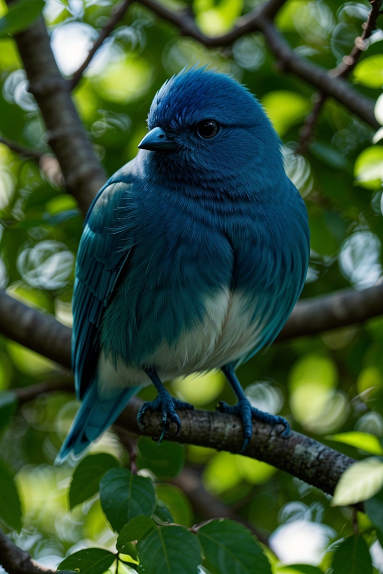 (blue bird),  (sitting on a tree branch),  (close up) on Tensor.Art