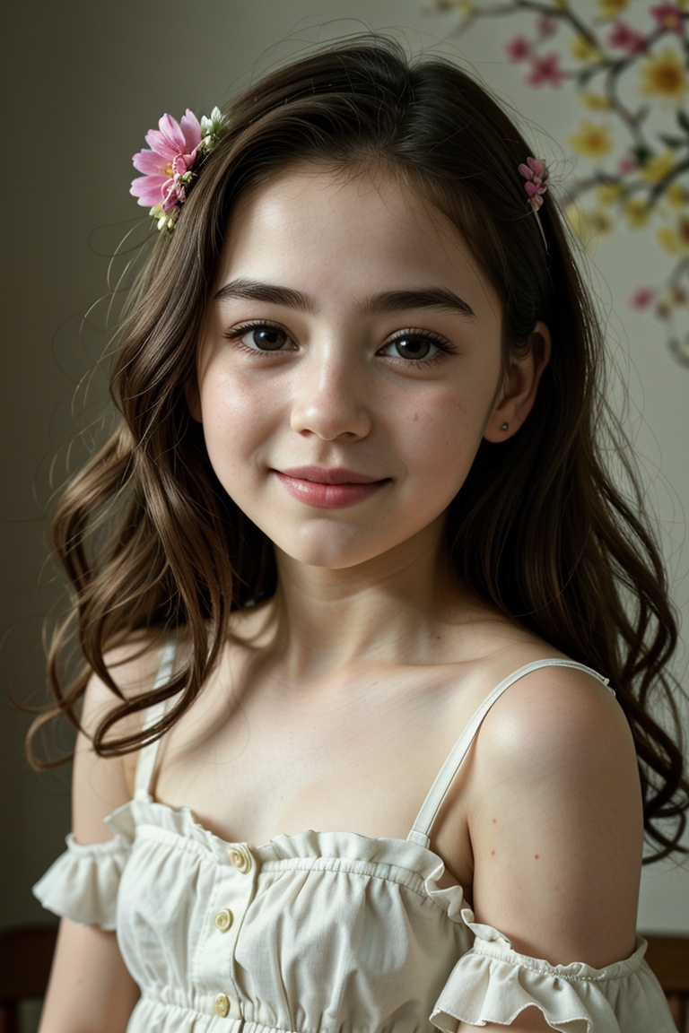 realistic portrait,  girl with big round eyes,  tiny nose and rosy lips on Tensor.Art