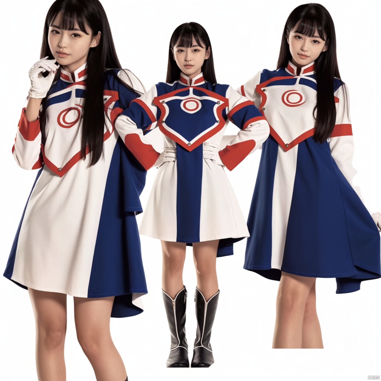 (masterpiece:1.3),(the best quality:1.2),(super fine illustrations:1.2),(Masterpiece),high quality,high detail,(white background:1.2),looking at viewer,(SOLO:1.4),outline,simple background,fullbody,,   boots,white gloves,dress,uniform,armor,military uniform,knee boots,solo,full body,