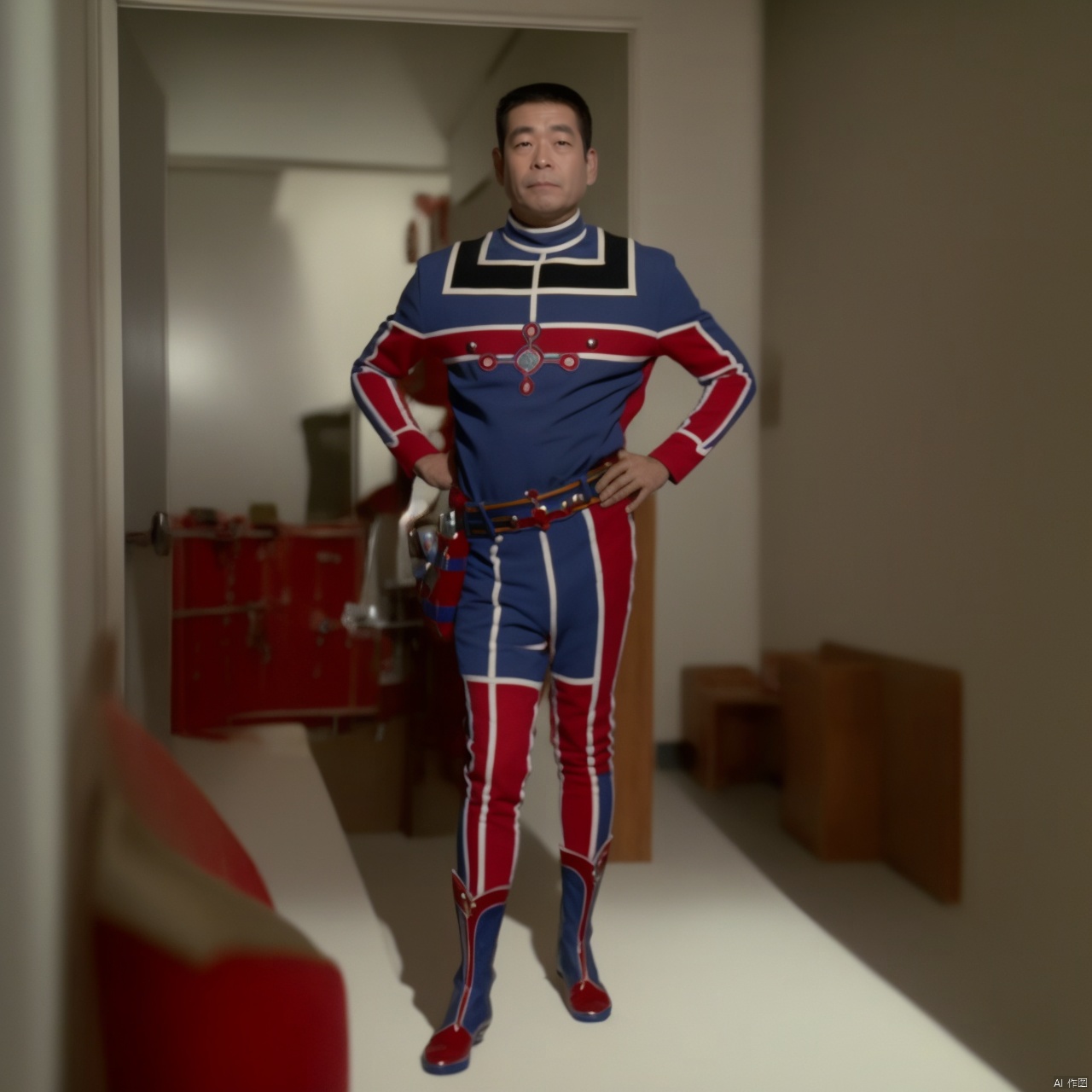 (masterpiece:1.3),(the best quality:1.2),(super fine illustrations:1.2),(Masterpiece),high quality,high detail,(white background:1.2),looking at viewer,(SOLO:1.4),outline,simple background,fullbody,,   logo,belt,collar,choker,military uniform,uniform,gloves,helmet,fingerless gloves,armor,jacket,red footwear,blue bodysuit,black pattern on body,red pattern on body,boots,emblem,pants,bodysuit,belt pouch,