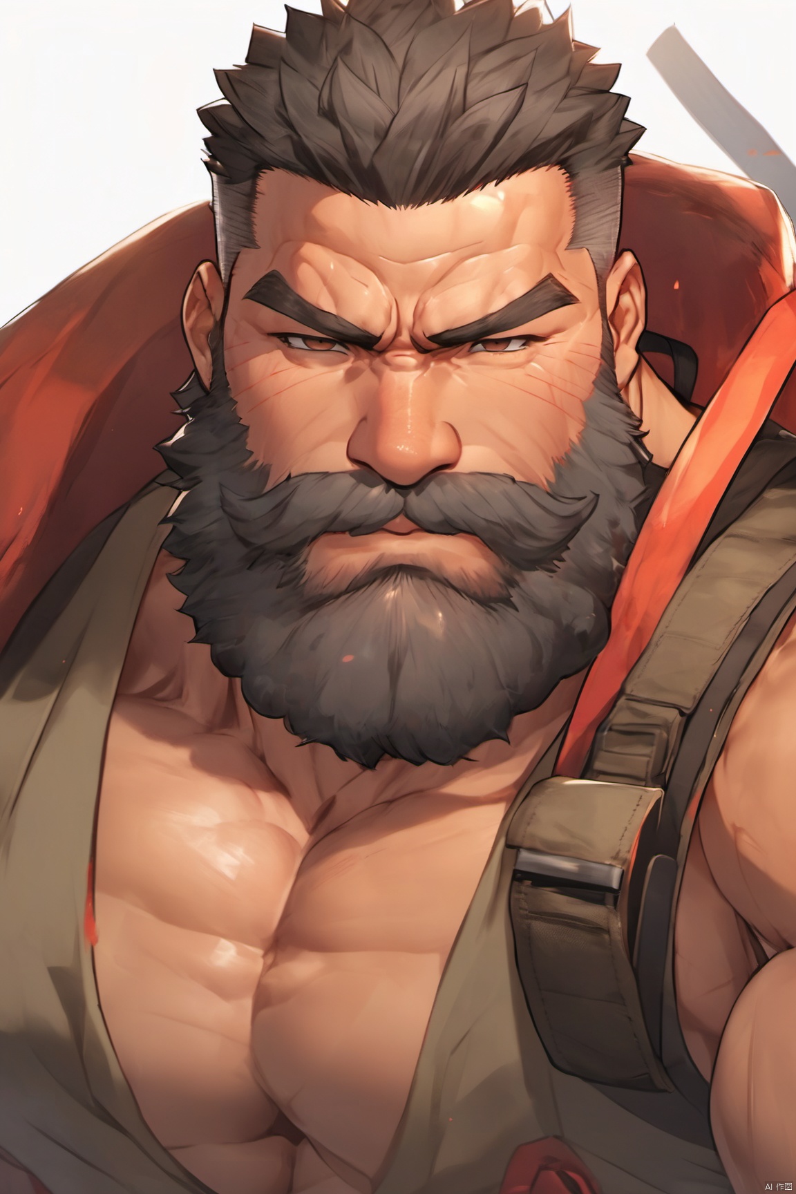 Collateral beard,  mature man,  serious expression on Tensor.Art