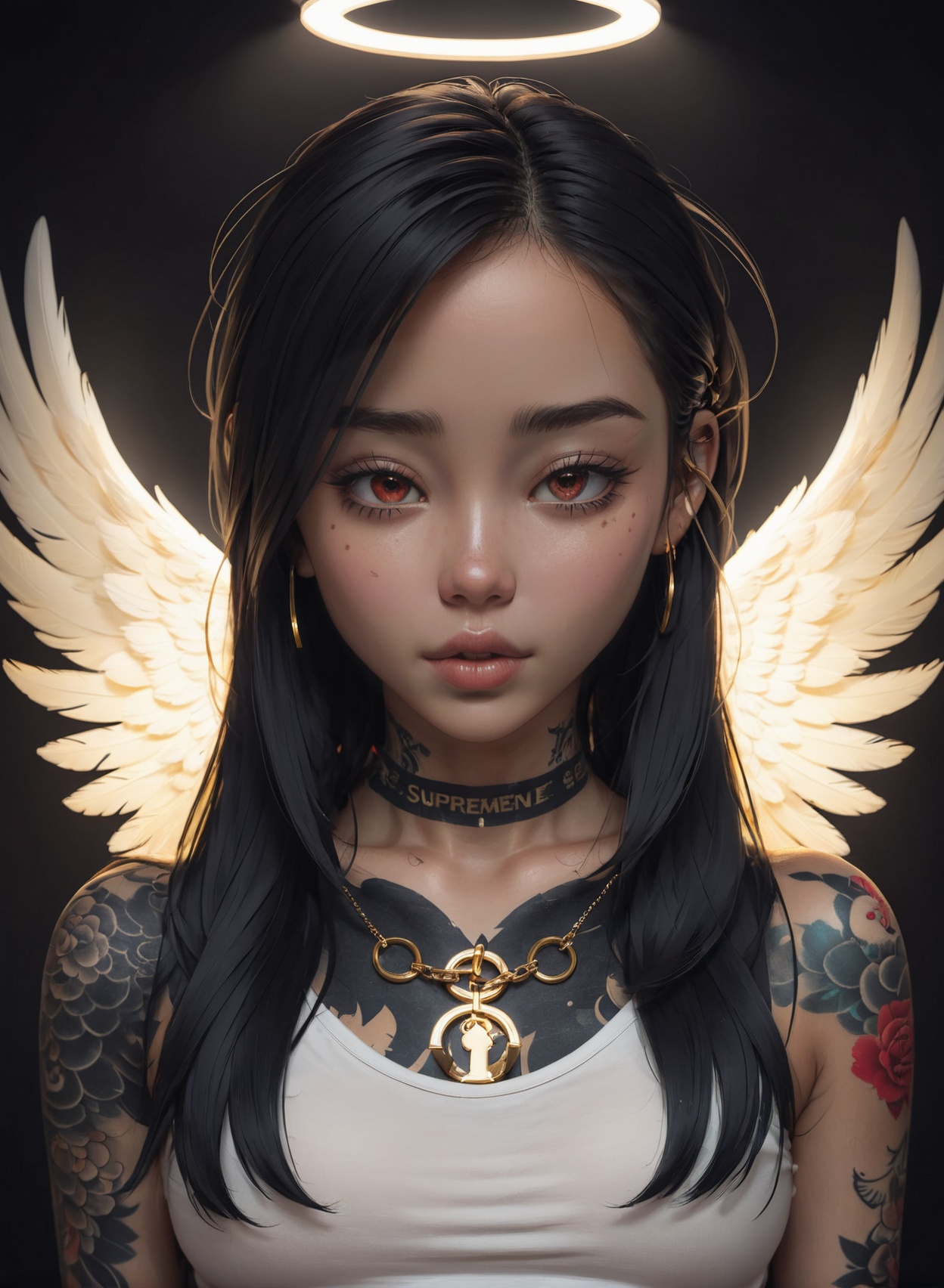 hiphop angel by sachin teng x supreme,  1girl,  perfect body on Tensor.Art