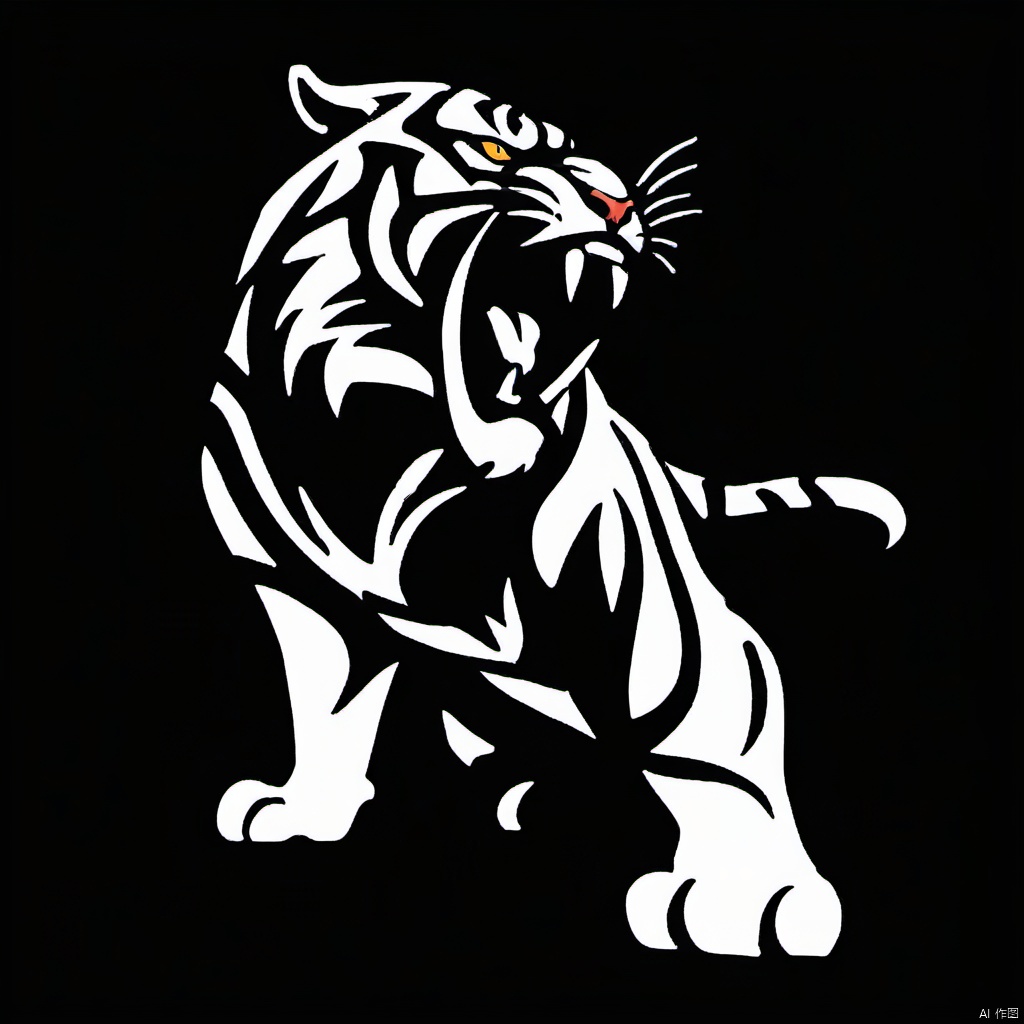 black background,  gradient color,  a side Angle tiger holding a weapon growling,  domineering posture,<lora:EMS-258777-EMS:0.800000>