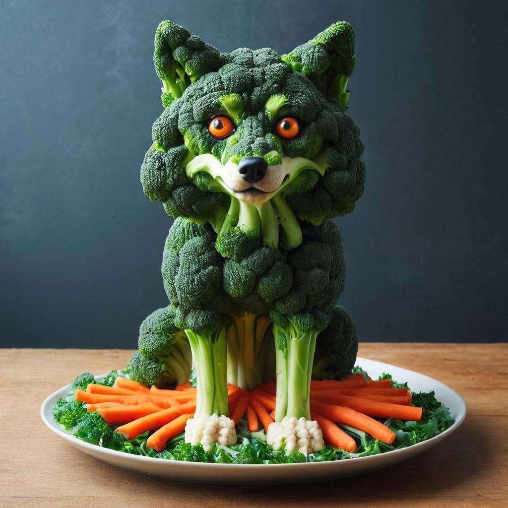 masterpiece, best quality, wolf made out of brccl<lora:brccl:1>   