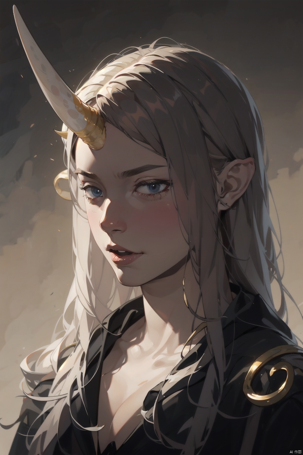  absurdres,absurdres,realistic,full_shot, A person with an animal horn