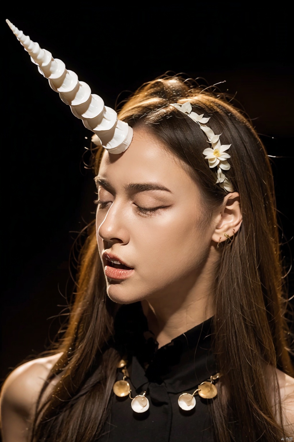  absurdres,absurdres,realistic,full_shot, A person with an animal horn