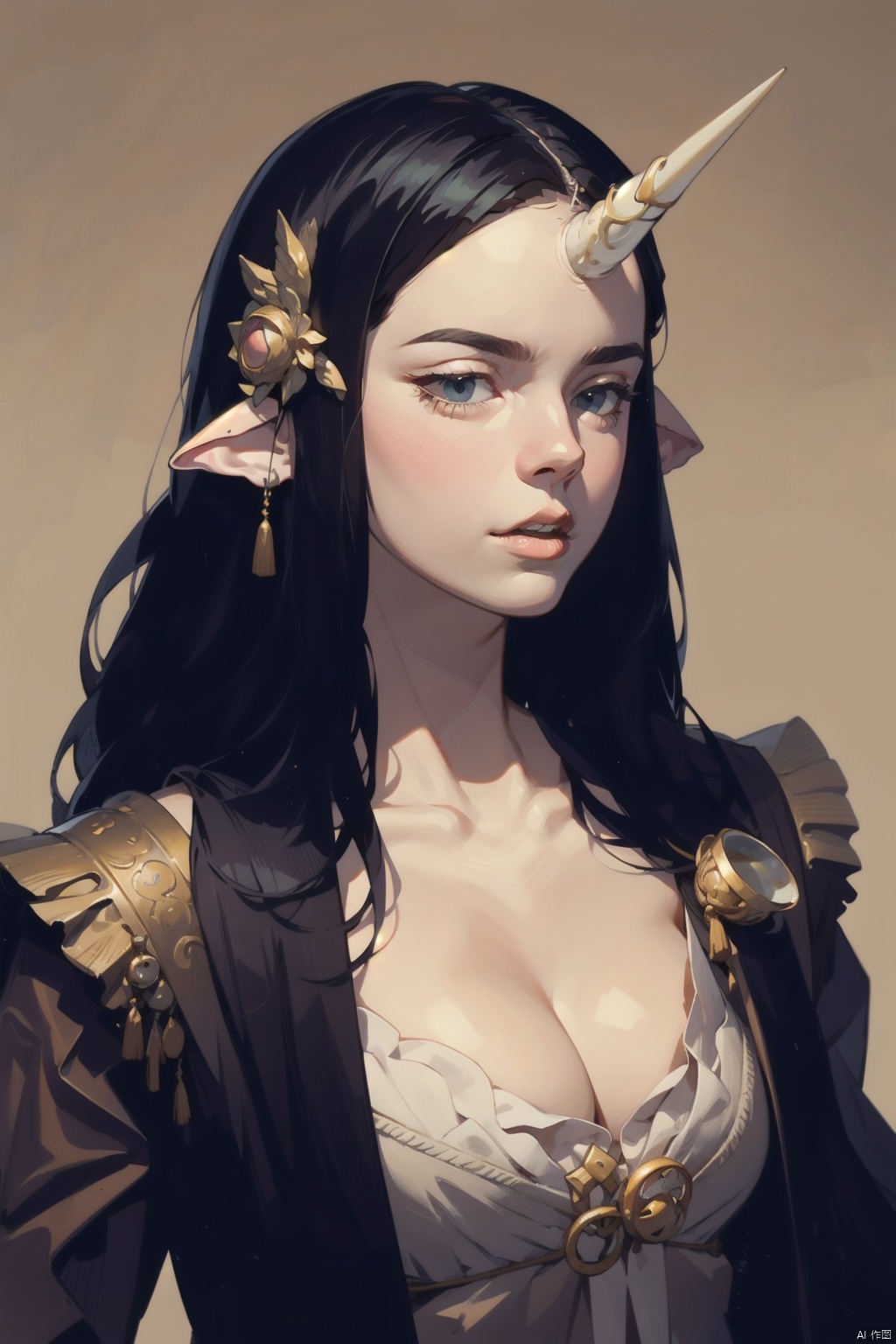  absurdres,absurdres,realistic,full_shot, A person with an animal horn