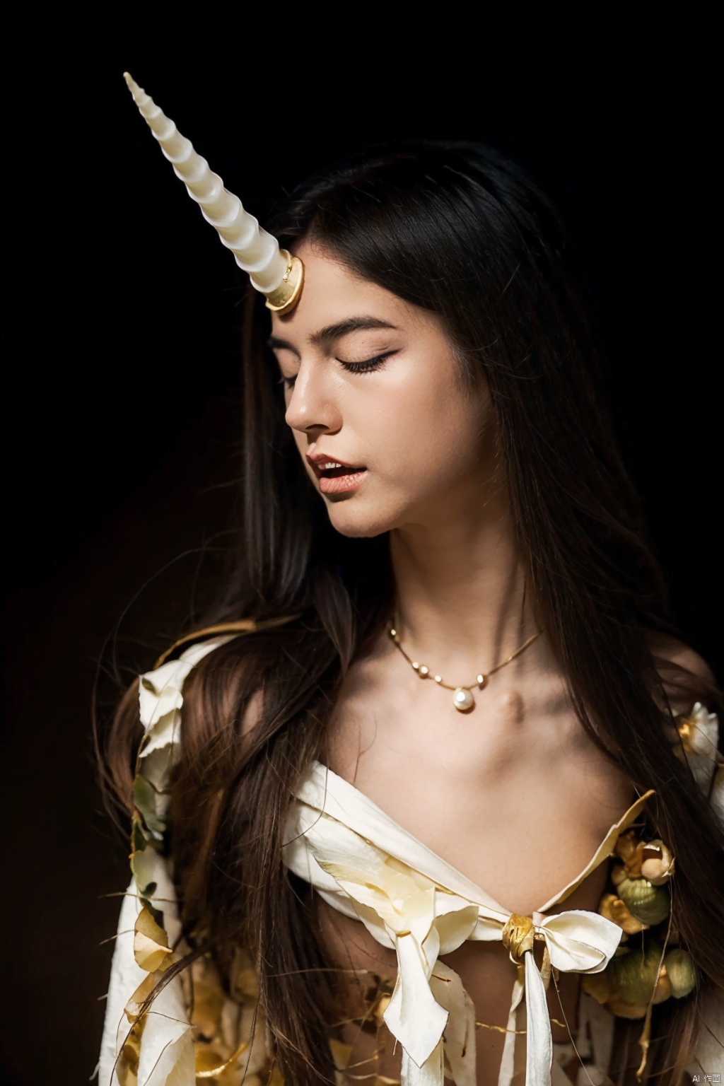  absurdres,absurdres,realistic,full_shot, A person with an animal horn