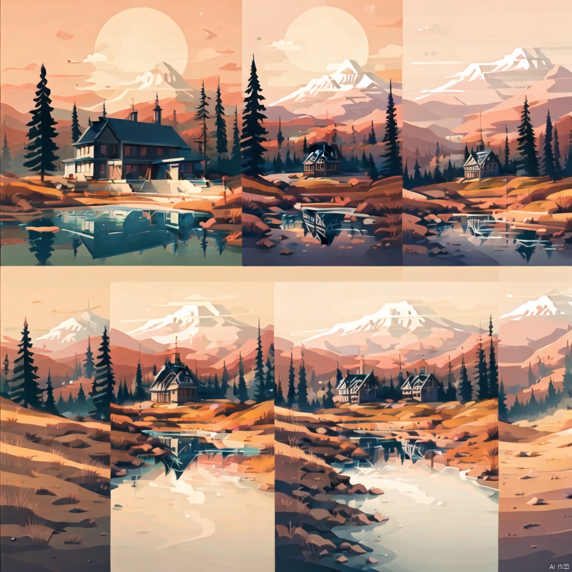 outdoors, sky, day, water, tree, no, humans, grass, building, nature, scenery, forest, mountain, house, river, lake