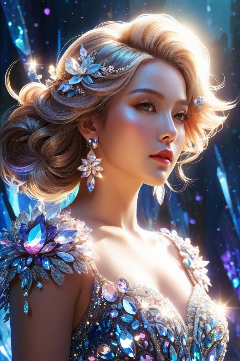 extremely detailed illustration of gorgeous woman wearing haute couture,  stylish,  backlit on Tensor.Art