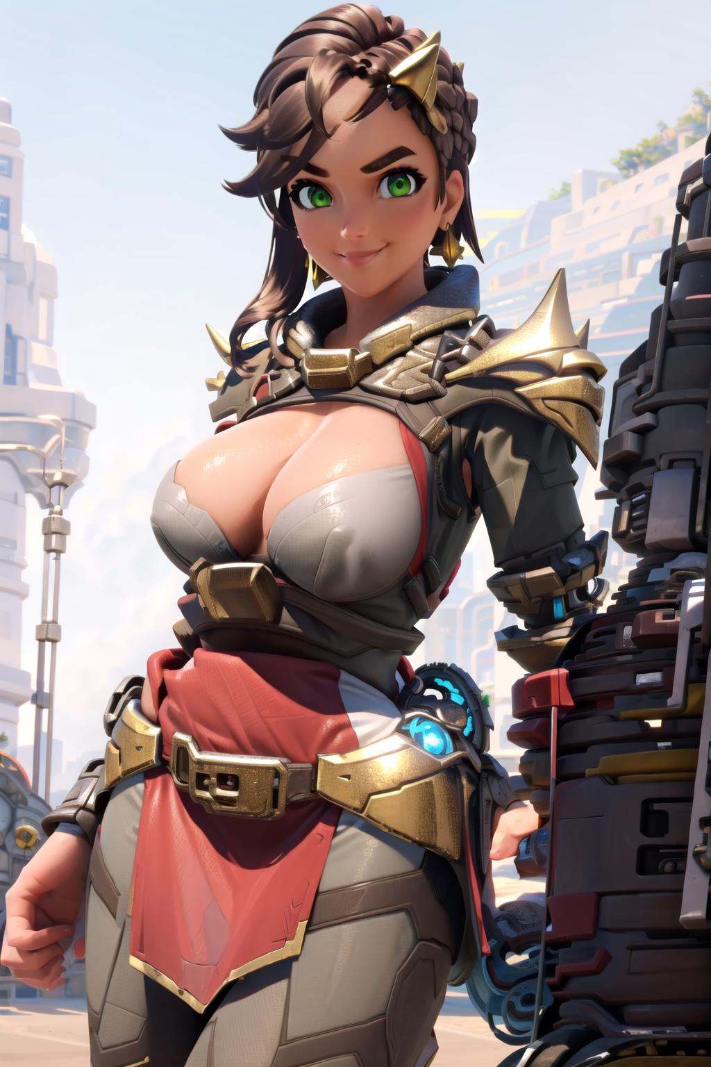 1girl,  thick eyebrows,  smile on Tensor.Art