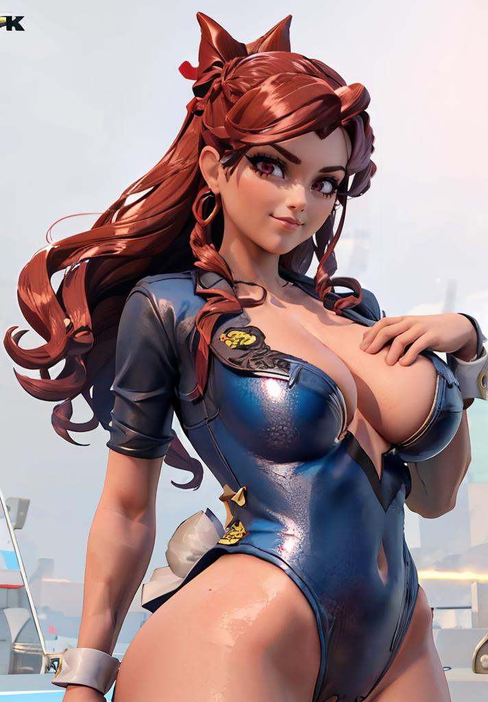 1girl,  thick eyebrows,  smile on Tensor.Art