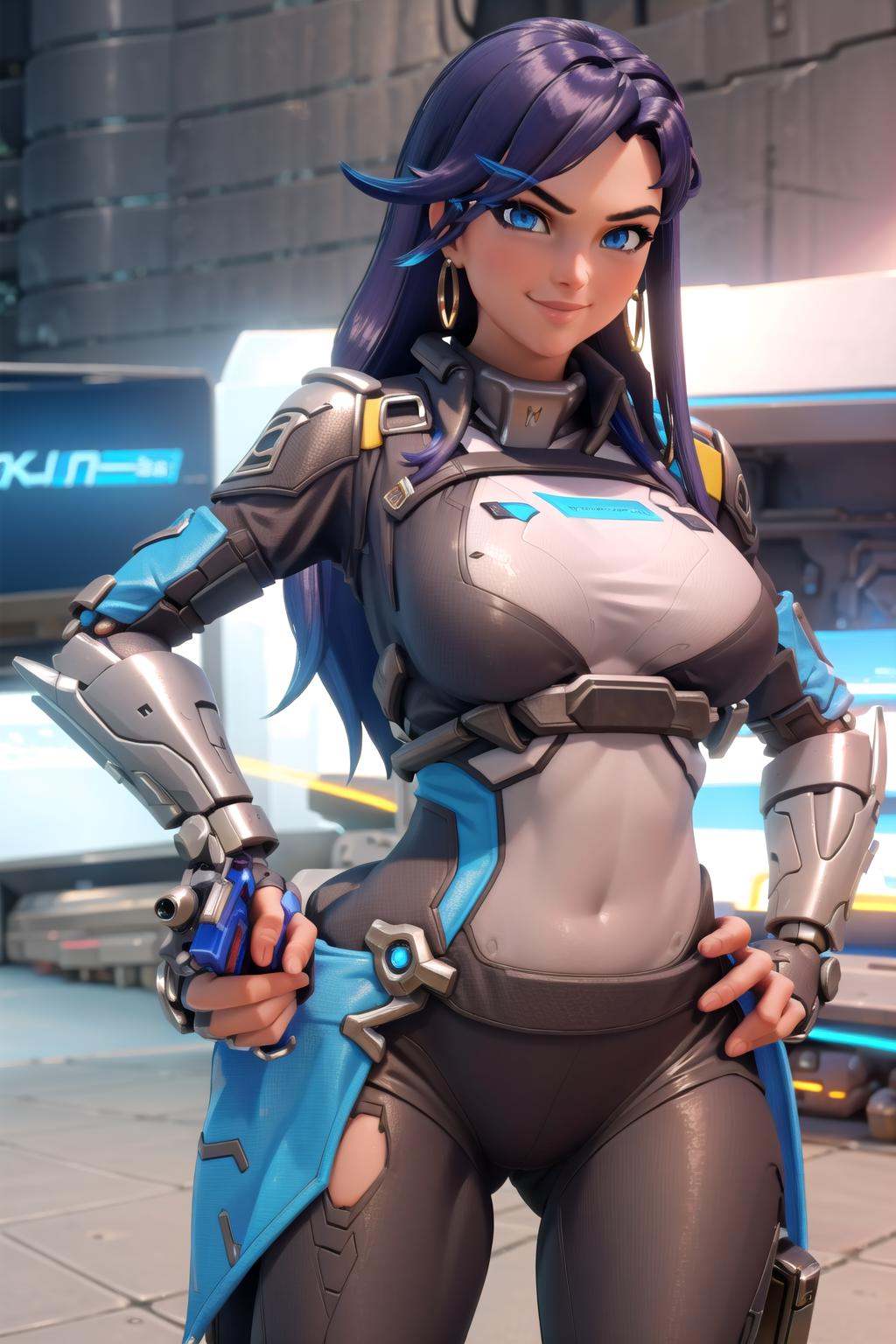 1girl,  thick eyebrows,  smile on Tensor.Art