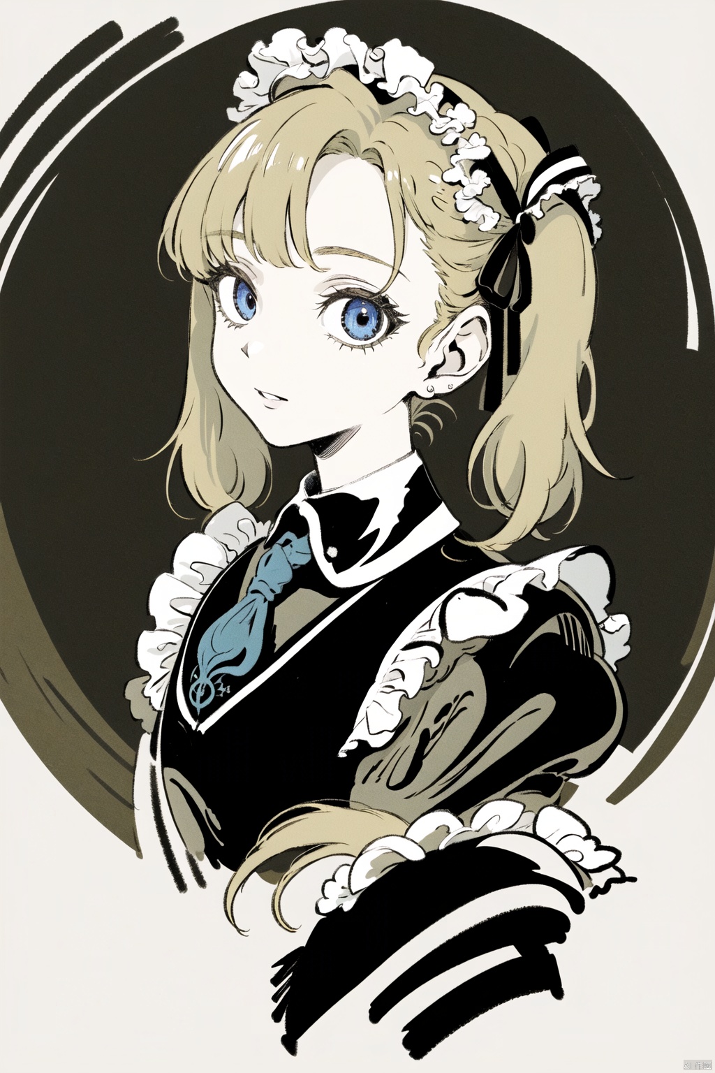  masterpiece,highres,1girl,kid,twintails,solo,blonde, maid