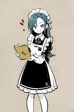  masterpiece,1girl,psstyle,solo, Psstyle,flat color, PSstyle,asuna ba,maid,londe,blue archive,smile