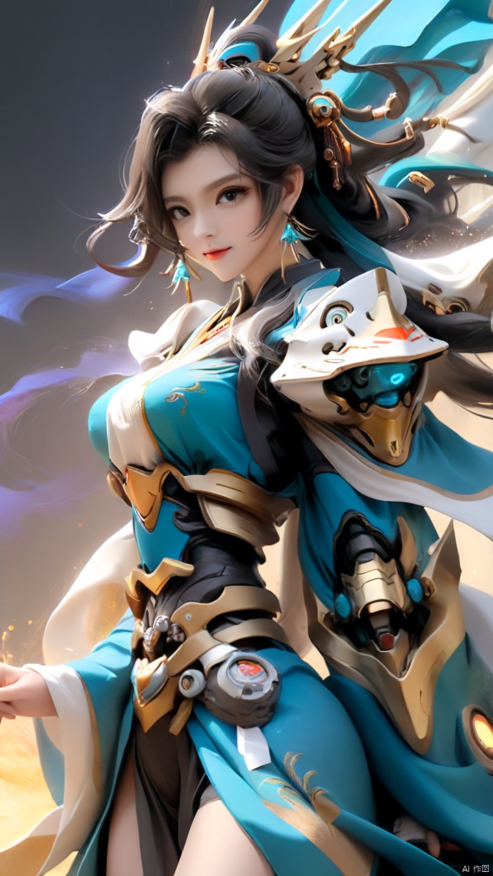 (Fantasy National Wave Ancient Style Mecha Style: 1.2) An Ancient Style Girl, (Ultra-realistic Thick Paint Brushstrokes) (Simple Structural Details) Motion Gesture (Light Painting Mecha Ancient Style Rhythm: 1.5)