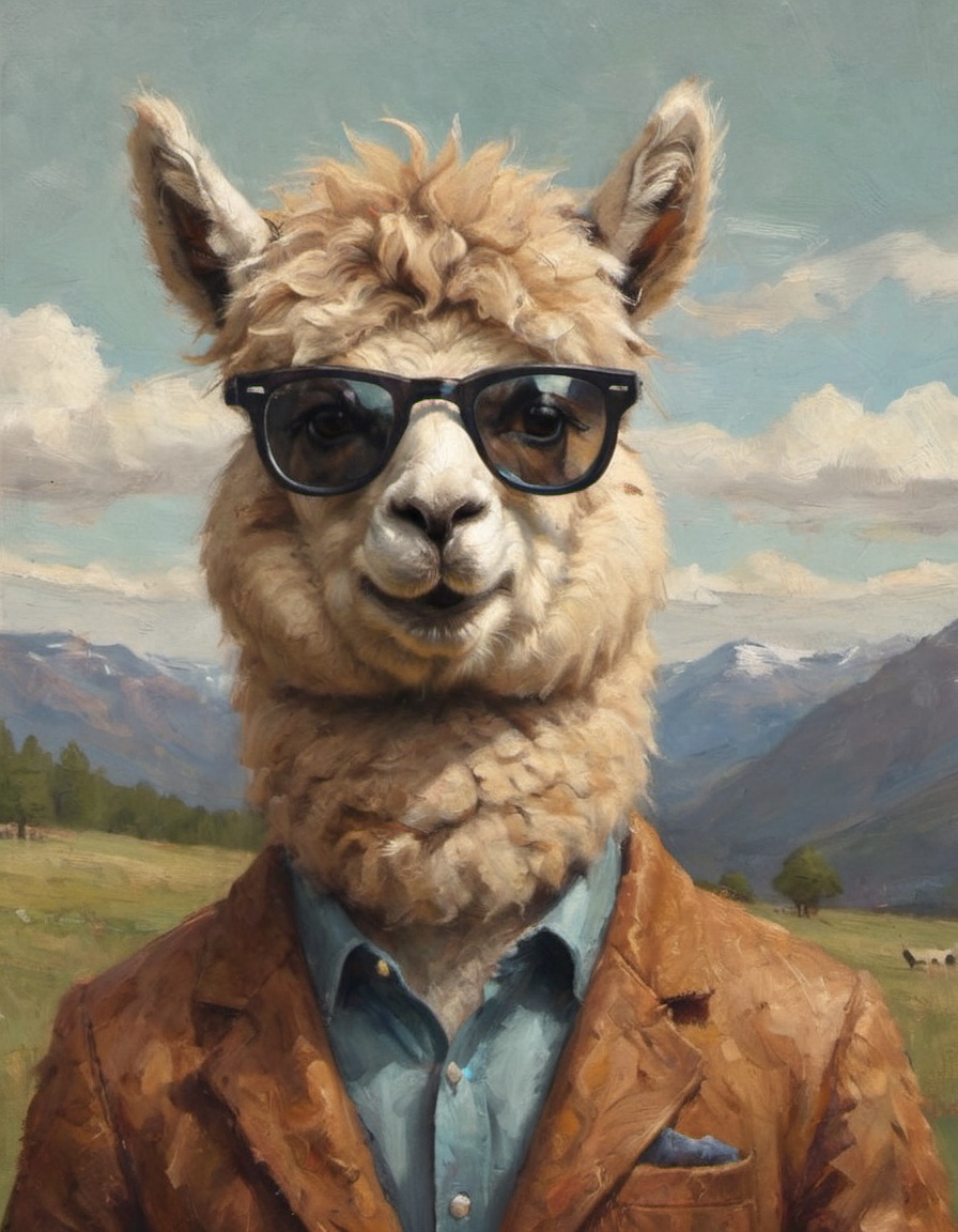 hipster alpaca with sunglasses magazine cover photography this guy is so pretentious! on Tensor.Art