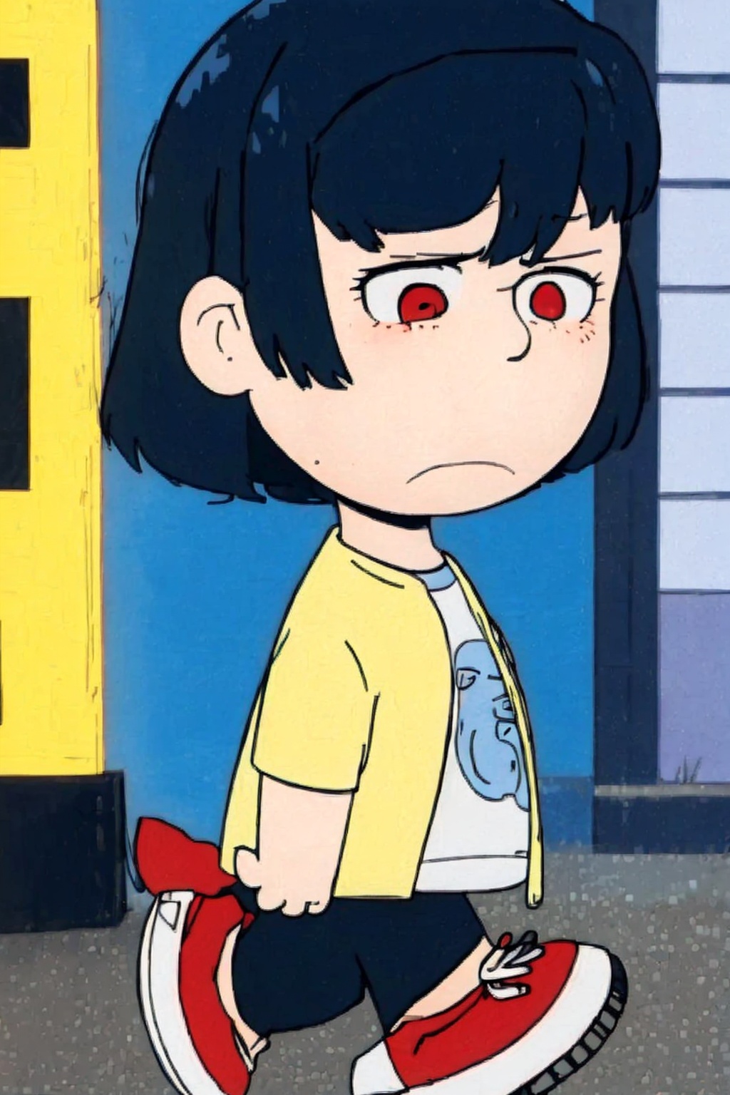 1girl,  black hair,  red eyes on Tensor.Art