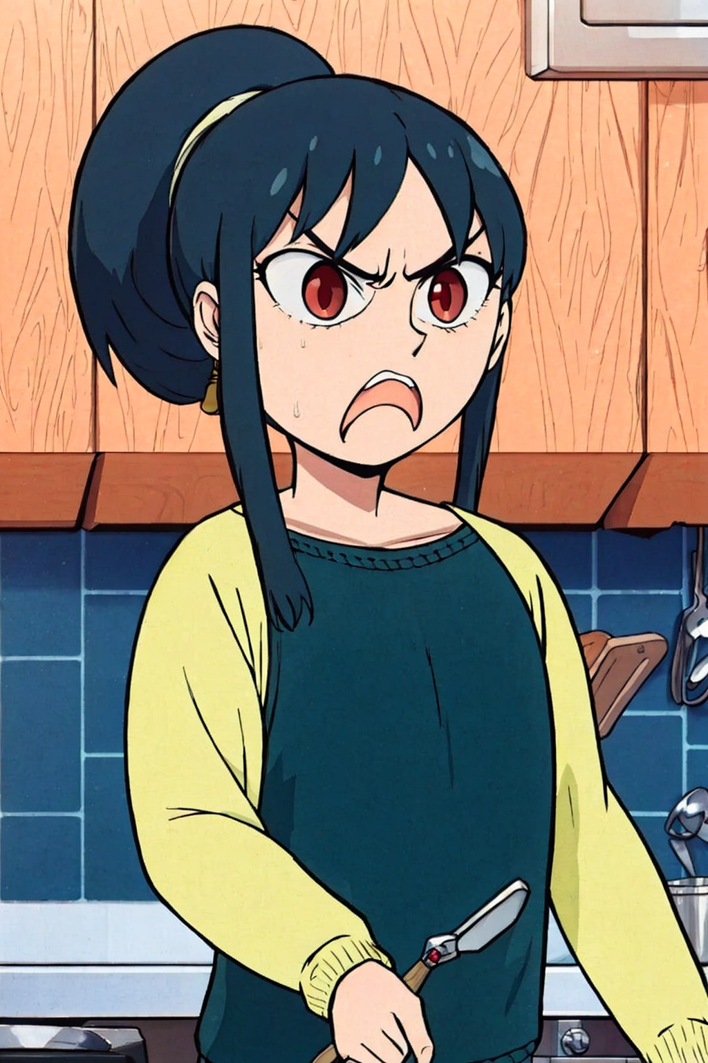 1girl,  black hair,  red eyes on Tensor.Art