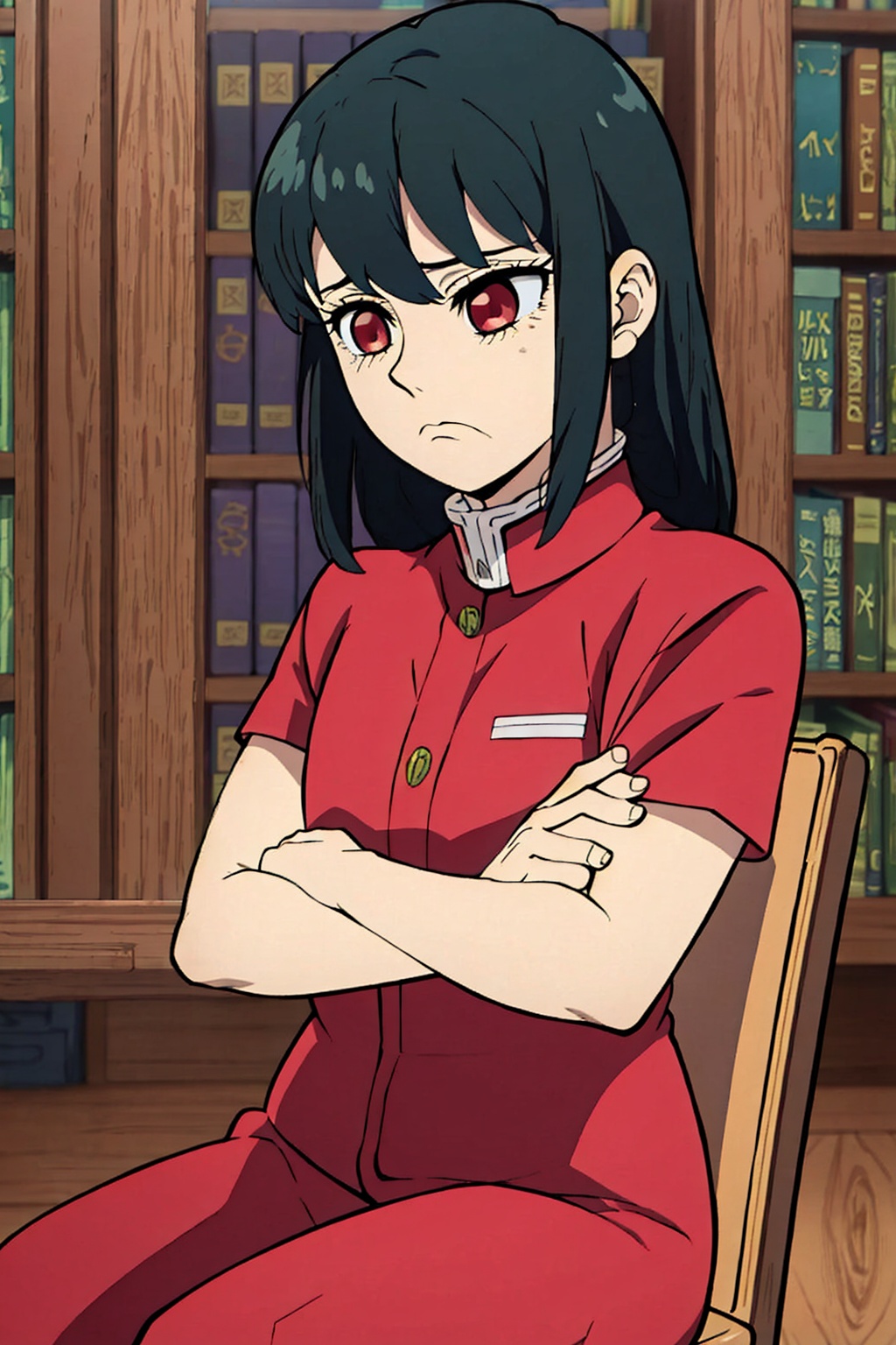 1girl,  black hair,  red eyes on Tensor.Art