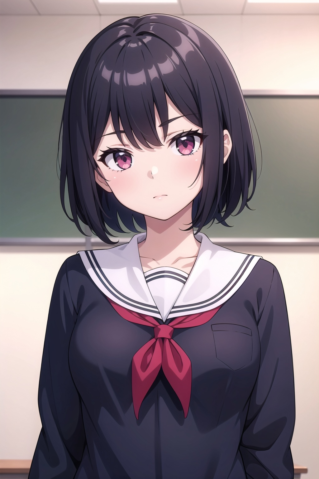 (masterpiece),  1girl,  black hair on Tensor.Art