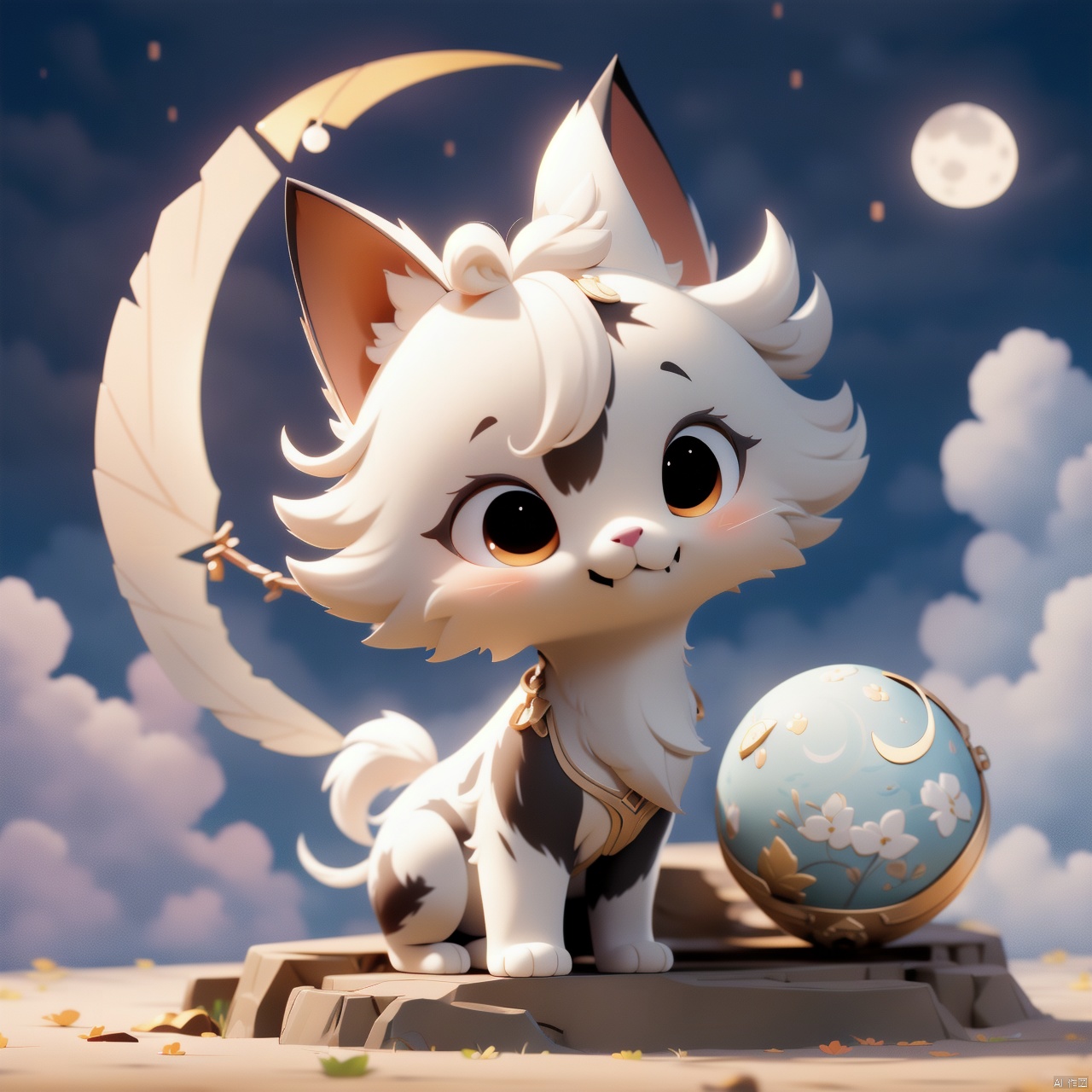 maomi,cat,banhua,doodle,1girl,chibi,cute, Chang 'e, white hair, hanfu, cloud, (moon:1.2), waves, mythic monochrome,Mid-Autumn Festival, solo, the upper body,Chinese clothes,
(masterpiece:1,2), best quality, masterpiece, highres, original, extremely detailed wallpaper, perfect lighting,(extremely detailed CG:1.2)
