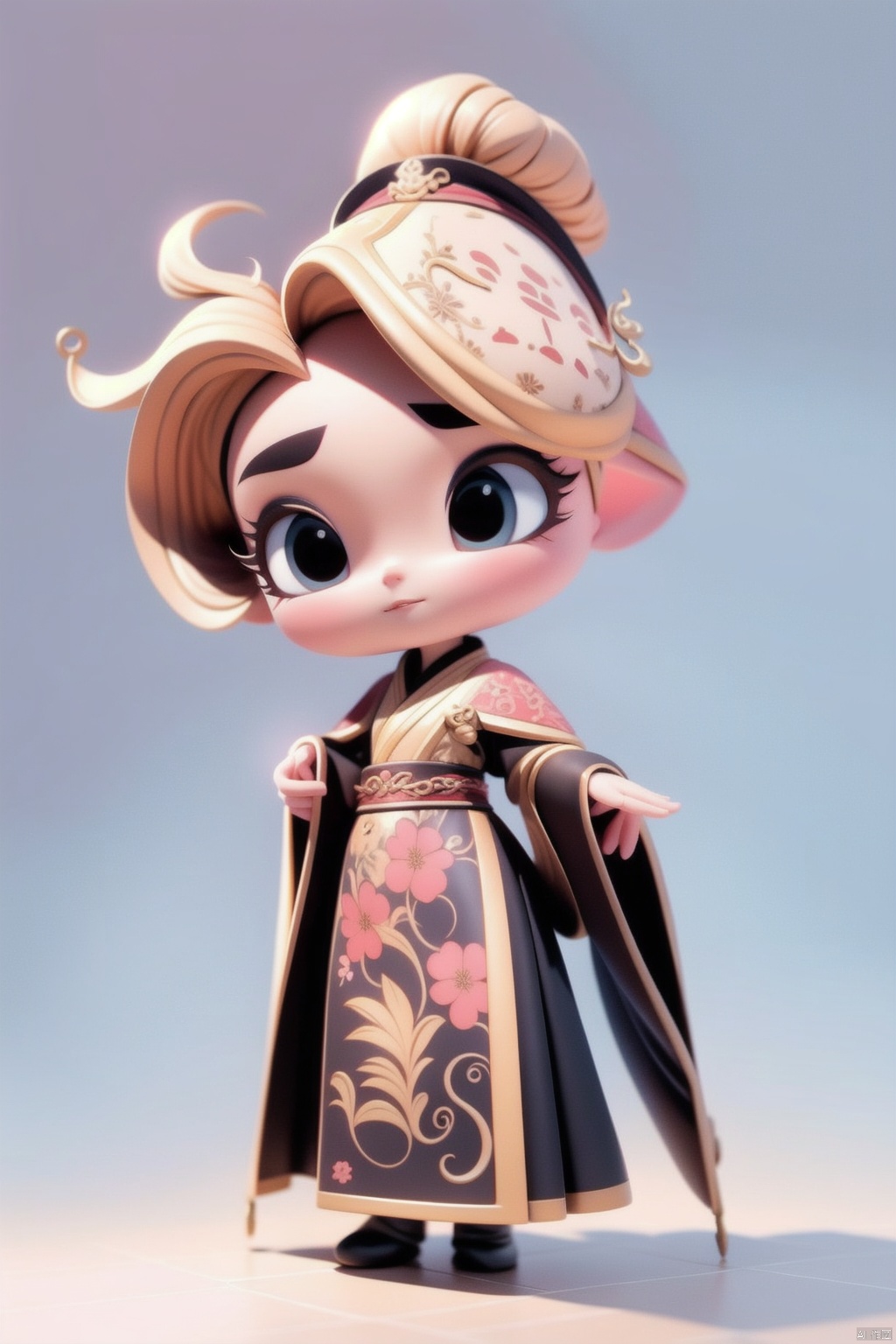  OC rendering, masterpiece, high detail, 8k, full body, A cute little girl from the Tang Dynasty in Chinaelegance, beauty, wearing exquisite traditional Tang attireSkirt mopping the floor, loose robes, elaborate and refinedhairstyle, in an intricate updo, shiny mane, fluid dancemoves or elegant walks, bright background, blind boxPop mart style, Pixar style, depth of field, ray tracing, frontview, complex details, Unreal Engine,Octane rendering, best quality , 3D rendering
