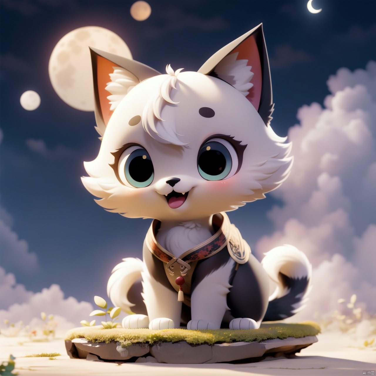 maomi,cat,banhua,doodle,1girl,chibi,cute, Chang 'e, white hair, hanfu, cloud, (moon:1.2), waves, mythic monochrome,Mid-Autumn Festival, solo, the upper body,Chinese clothes,
(masterpiece:1,2), best quality, masterpiece, highres, original, extremely detailed wallpaper, perfect lighting,(extremely detailed CG:1.2)
