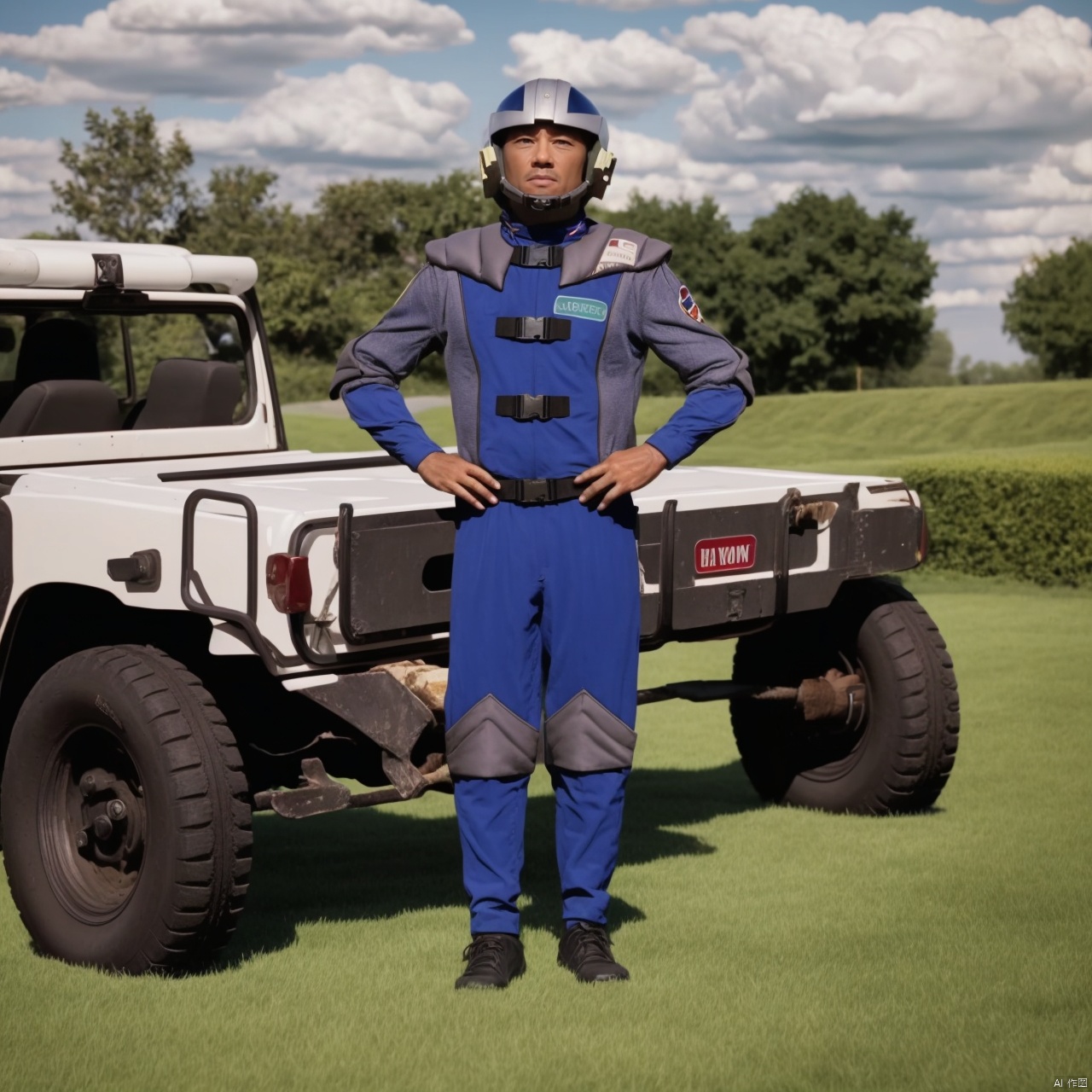 (masterpiece:1.3),(the best quality:1.2),(super fine illustrations:1.2),(Masterpiece),high quality,high detail,(white background:1.2),looking at viewer,(SOLO:1.4),outline,simple background,fullbody,, logo,belt,uniform,helmet,emblem,armor,military uniform,collar,choker,boots,pants,gloves,jacket,bodysuit,blue jacket,belt pouch,fingerless gloves,pilot suit,shoulder pads,blue pants,police uniform,clothes writing,